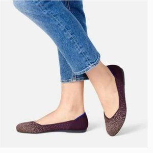 Rothy's Limited Edition Rare The Flat Eggplant Metallic Rose Gold Retired Size 7